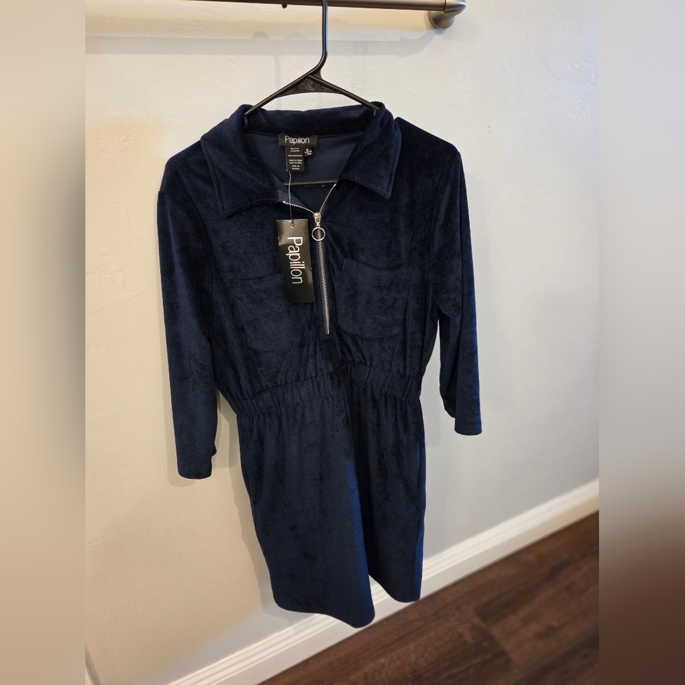 NWT Papillon Blanc Navy Blue Dress